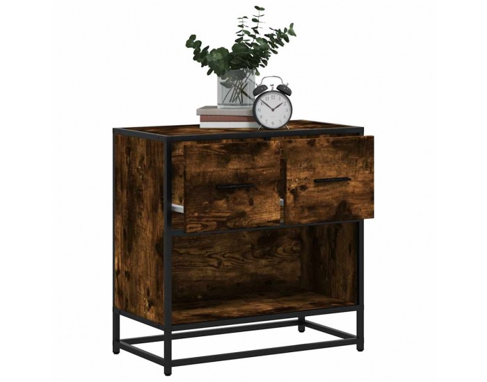 Sonata H Нощно шкафче опушен дъб 60x31x60 cm Обработено дърво и метал
