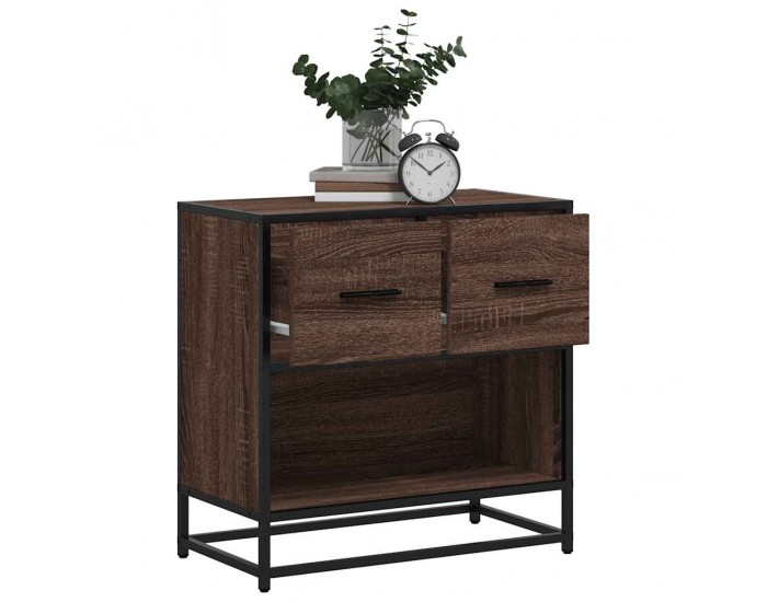 Sonata H Нощно шкафче Кафяв дъб 60x31x60 cm Изработена дървесина и метал