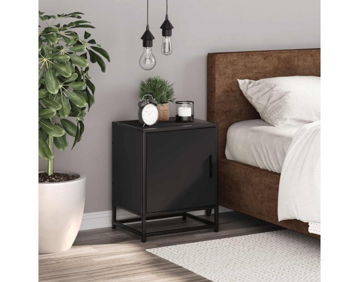 Sonata HL Нощно шкафче черно 40x31x50 cm Изработена дървесина и метал
