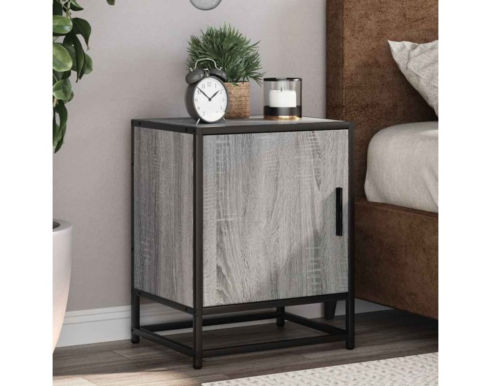 Sonata H Нощно шкафче Grey Sonoma 40x31x50 cm Обработено дърво и метал