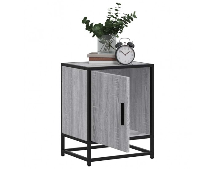 Sonata H Нощно шкафче Grey Sonoma 40x31x50 cm Обработено дърво и метал