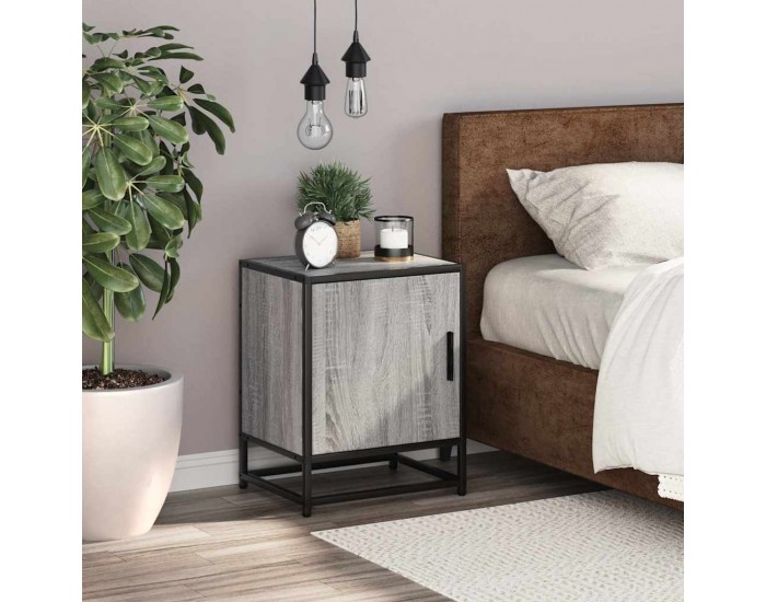 Sonata H Нощно шкафче Grey Sonoma 40x31x50 cm Обработено дърво и метал