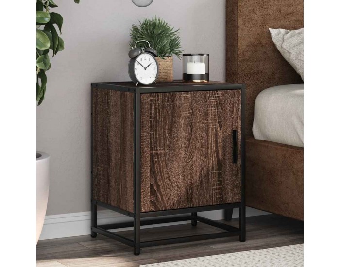 Sonata H Нощно шкафче Кафяв дъб 40x31x50 cm Изработена дървесина и метал