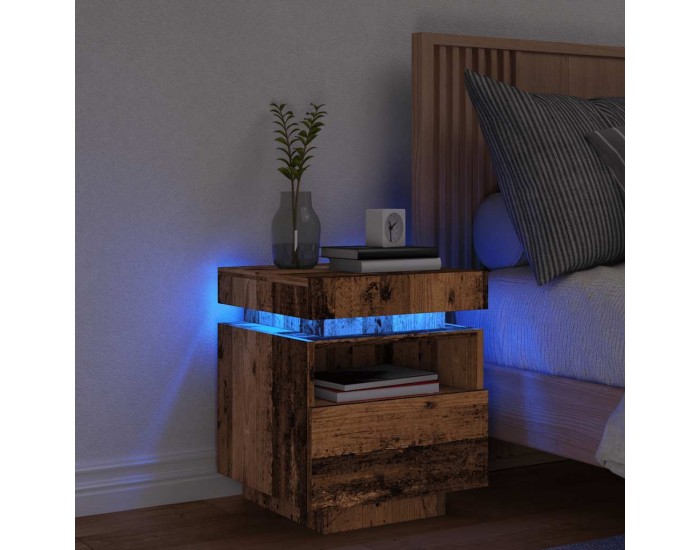 Sonata H Нощно шкафче с LED осветление Старо дърво 40x39x48,5 cm