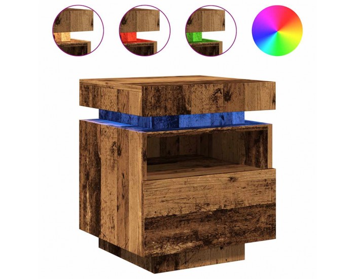 Sonata H Нощно шкафче с LED осветление Старо дърво 40x39x48,5 cm