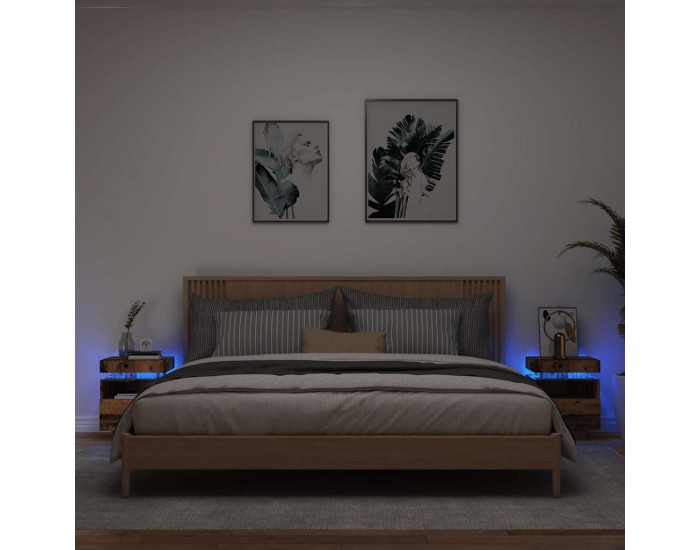 Sonata H Нощни шкафчета с LED осветление 2 бр, старо дърво, 40x39x48,5см