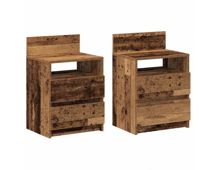 Sonata Noptiere 2 buc cu 2 sertare Lemn vechi 40x33x60 cm