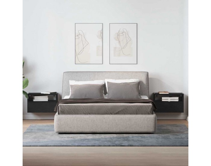 Sonata H Нощни шкафчета за стенен монтаж, 2 бр, черни, 45x26x28,5 см