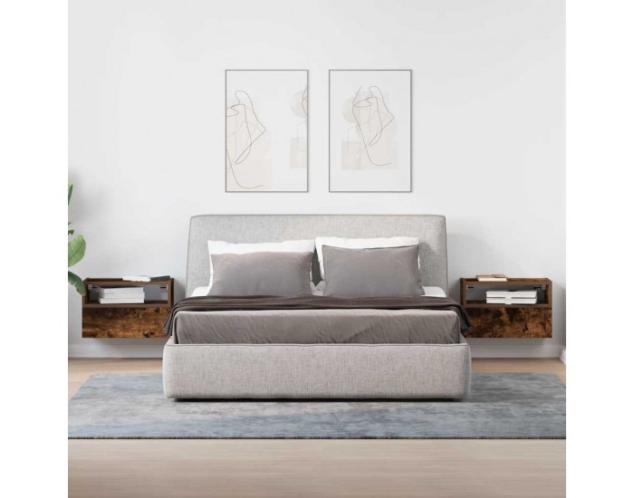 Sonata H Нощни шкафчета за стенен монтаж, 2 бр, опушен дъб, 45x26x28,5см