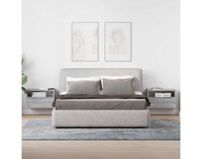 Sonata H Нощни шкафчета за стенен монтаж, 2 бр, сив сонома, 45x26x28,5см