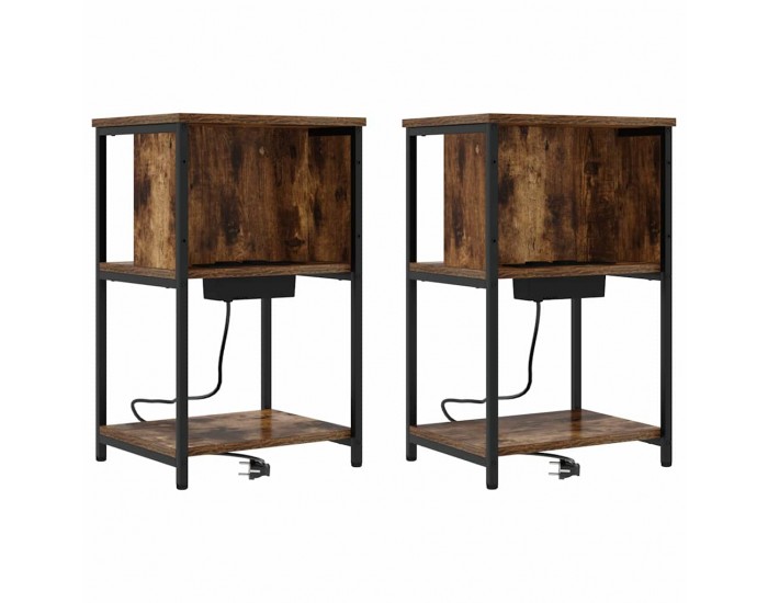 Sonata H Нощен шкаф 2 pcs Опушен дъб 38 x 31 x 61 см Инженерно дърво