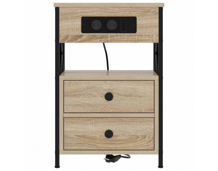 Sonata H Нощно шкафче с зарядна станция Сонома дъб 40 x 31 x 60 см