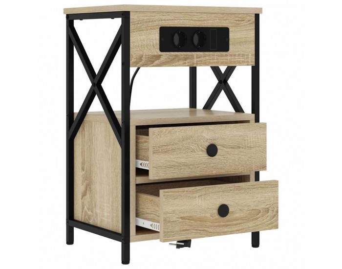 Sonata H Нощно шкафче с зарядна станция 2 pcs Сонома дъб 40 x 31 x 60 см
