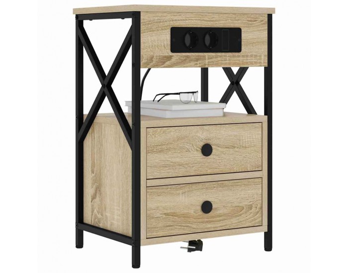 Sonata H Нощно шкафче с зарядна станция 2 pcs Сонома дъб 40 x 31 x 60 см