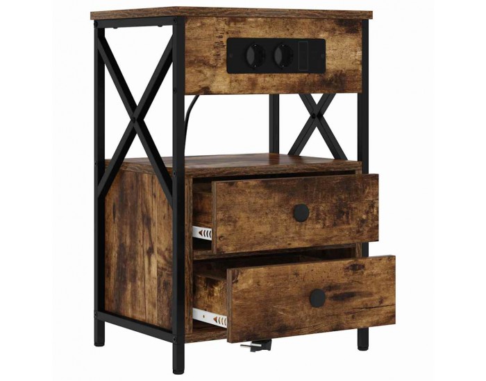 Sonata H Нощно шкафче с зарядна станция 2 pcs Димян дъб 40 x 31 x 60 см