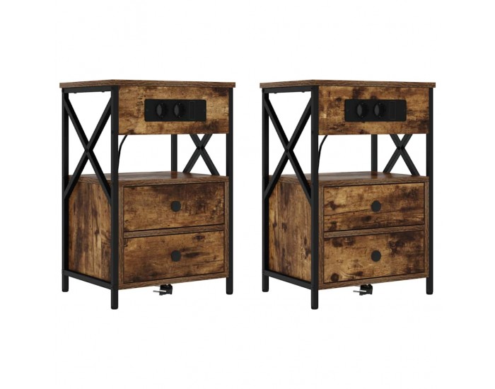 Sonata H Нощно шкафче с зарядна станция 2 pcs Димян дъб 40 x 31 x 60 см