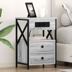 Sonata H Нощно шкафче с зарядна станция 2 pcs Сив сонома 40 x 31 x 60 см - Noptiere