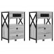 Sonata H Нощно шкафче с зарядна станция 2 pcs Сив сонома 40 x 31 x 60 см