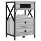 Sonata H Нощно шкафче с зарядна станция 2 pcs Сив сонома 40 x 31 x 60 см