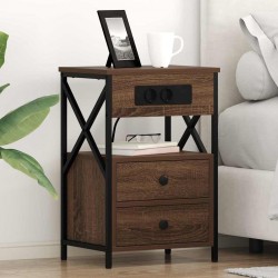 Sonata H Нощно шкафче с зарядна станция Кафяв дъб 40 x 31 x 60 см - Noptiere