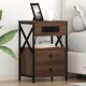 Sonata H Нощно шкафче с зарядна станция Кафяв дъб 40 x 31 x 60 см