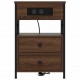 Sonata H Нощно шкафче с зарядна станция 2 pcs Кафяв дъб 40 x 31 x 60 см