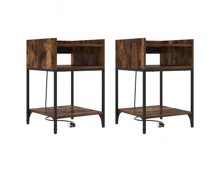Sonata H Нощно шкафче 2 pcs Опушен дъб 40 x 40 x 61 см Инженерно дърво