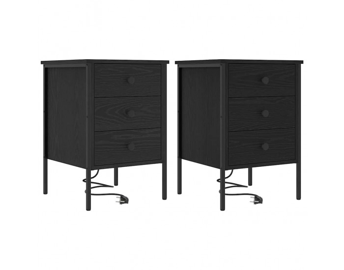 Sonata H Нощен шкаф 2 pcs Черен дъб 42 x 41 x 61 см Инженерно дърво