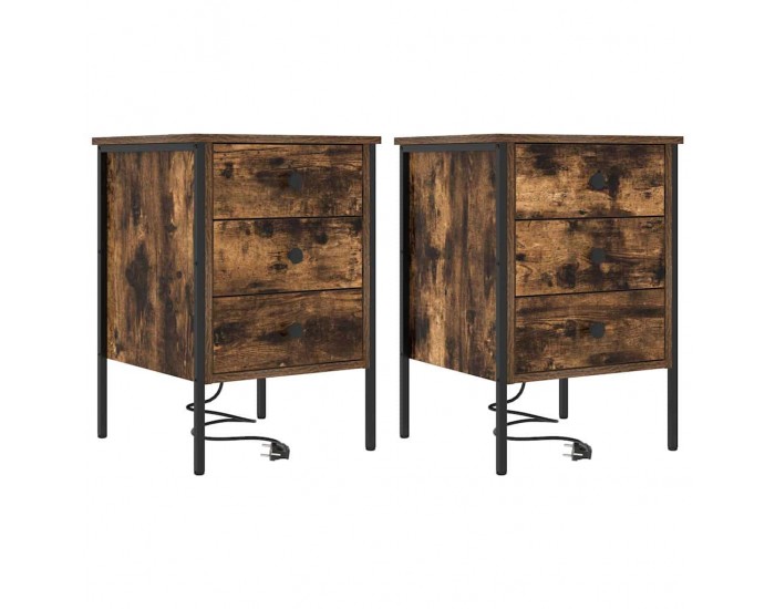 Sonata H Нощен шкаф 2 pcs Опушен дъб 42 x 41 x 61 см Инженерно дърво