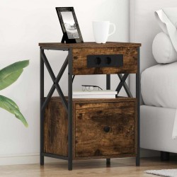 Sonata H Нощен шкаф Опушен дъб 40 x 31 x 60 см Инженерно дърво - Noptiere