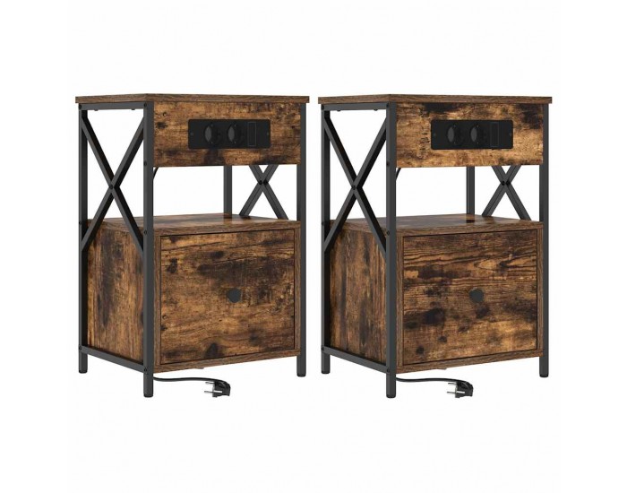 Sonata H Нощен шкаф 2 pcs Опушен дъб 40 x 31 x 60 см Инженерно дърво