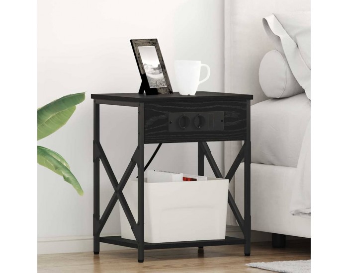 Sonata H Нощно шкафче с зарядна станция Черен дъб 41 x 31 x 51 см