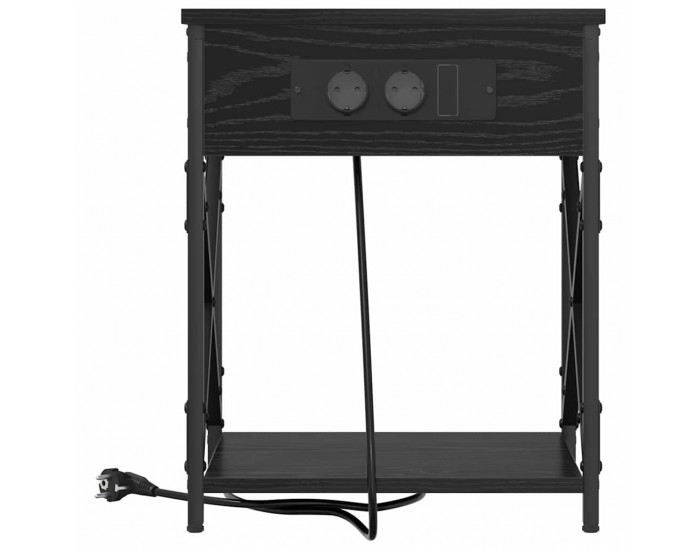 Sonata H Нощно шкафче с зарядна станция Черен дъб 41 x 31 x 51 см