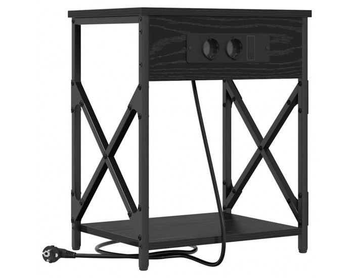Sonata H Нощно шкафче с зарядна станция Черен дъб 41 x 31 x 51 см