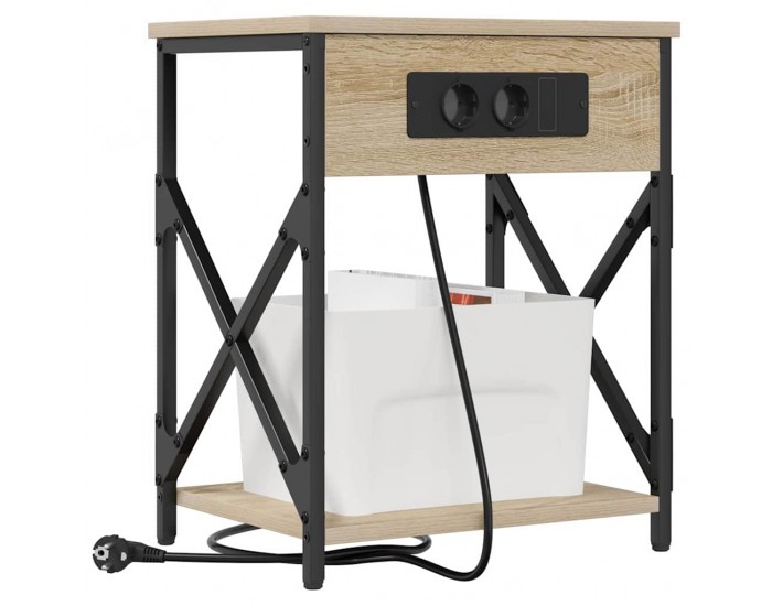 Sonata H Нощно шкафче с зарядна станция дъб сонома 41 x 31 x 51 см