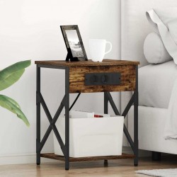 Sonata H Нощно шкафче с зарядна станция Опушен дъб 41 x 31 x 51 см - Noptiere
