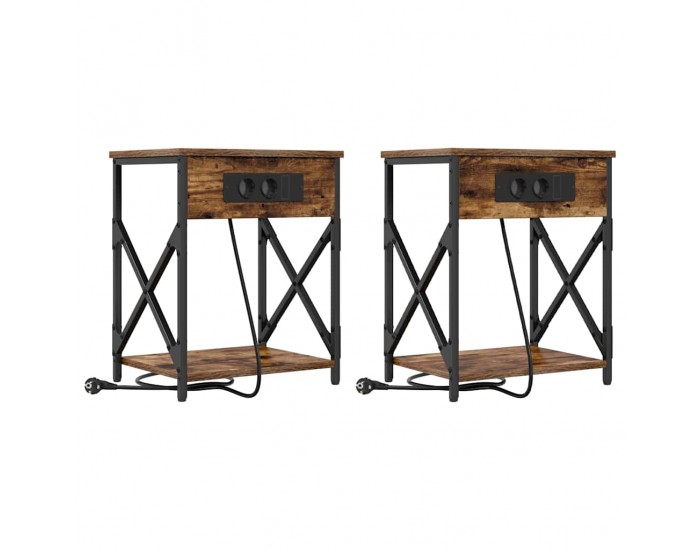 Sonata H Нощно шкафче с зарядна станция 2 pcs Опушен дъб 41 x 31 x 51 см