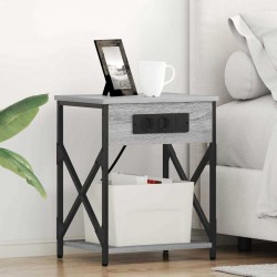 Sonata H Нощно шкафче с зарядна станция Сив сонома 41 x 31 x 51 см - Noptiere