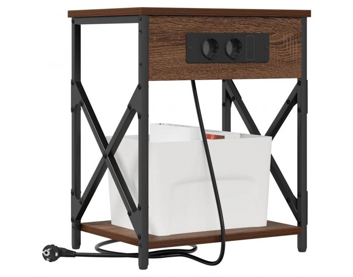 Sonata H Нощно шкафче с зарядна станция Кафяв дъб 41 x 31 x 51 см