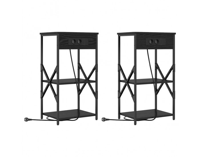 Sonata H Нощен шкаф 2 pcs Черен дъб 41 x 31 x 76 см Инженерно дърво