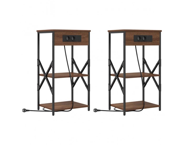 Sonata H Нощен шкаф 2 pcs Кафяв дъб 41 x 31 x 76 см Инженерно дърво
