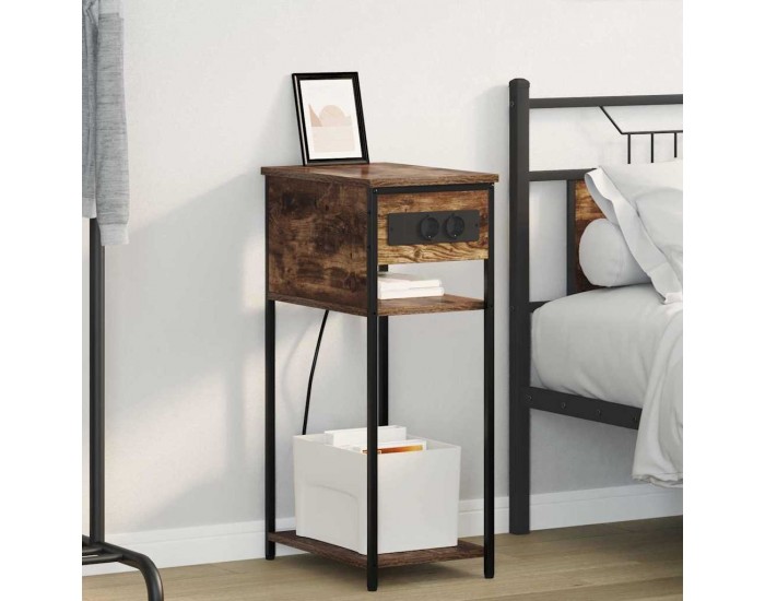 Sonata H Нощен шкаф Опушен дъб 41 x 28 x 76 см Инженерно дърво