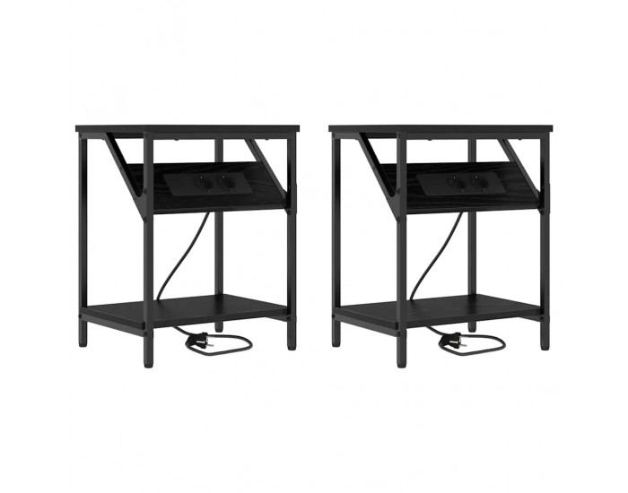 Sonata H Нощно шкафче 2 pcs Черен дъб 38 x 30 x 48 см Инженерно дърво