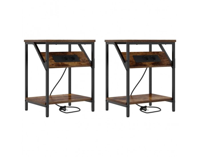 Sonata H Нощно шкафче 2 pcs Опушен дъб 38 x 30 x 48 см Инженерно дърво