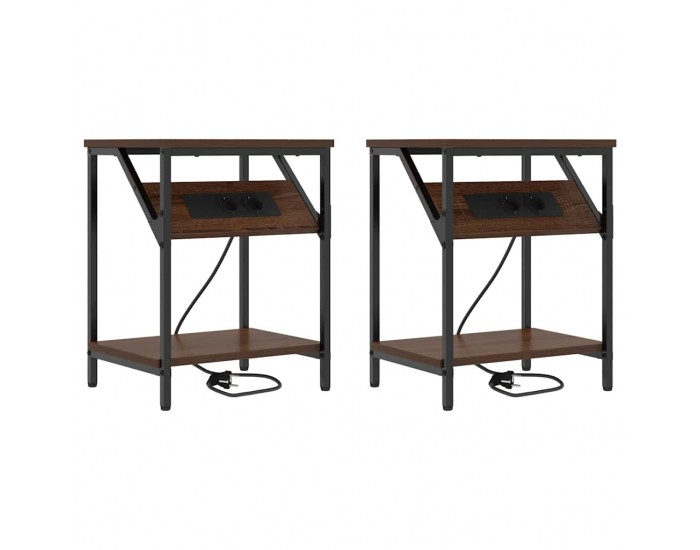 Sonata H Нощно шкафче 2 pcs Кафяв дъб 38 x 30 x 48 см Инженерно дърво