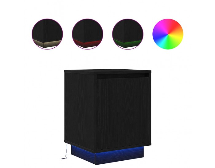 Sonata H Нощно шкафче с LED осветление черно 38x34x50 cm