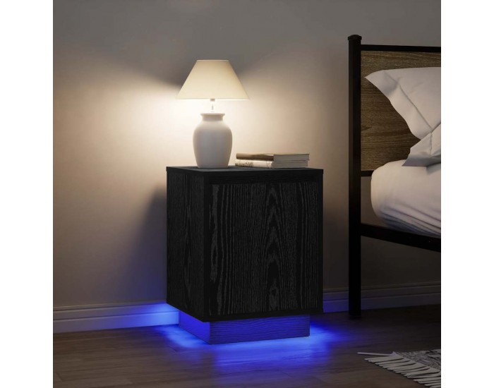 Sonata H Нощни шкафчета с LED осветление 2 бр., черни 38x34x50 cm