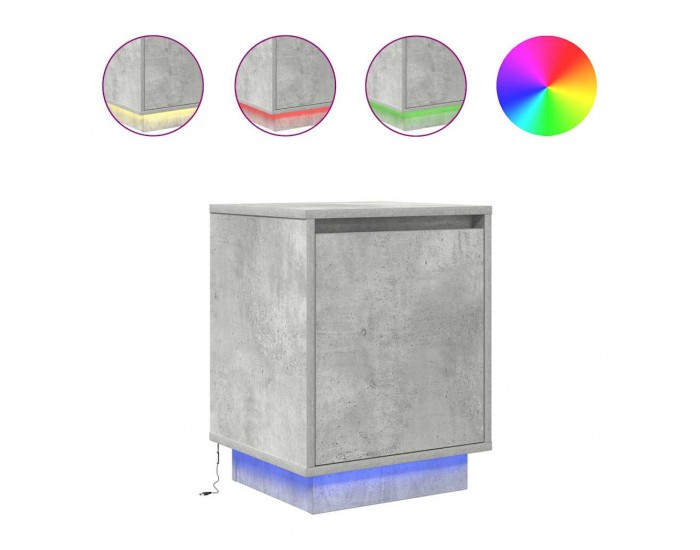 Sonata H нощно шкафче с LED осветление Бетон сив 38x34x50 cm
