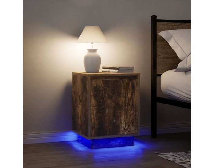 Sonata H Нощни шкафчета с LED осветление 2 броя опушен дъб 38x34x50 cm