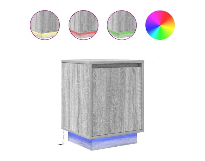 Sonata H Нощен шкаф с LED осветление Grey Sonoma 38x34x50 cm